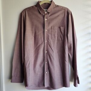 Used Men's Frank & Oak Red Button-Up Shirt Size Medium